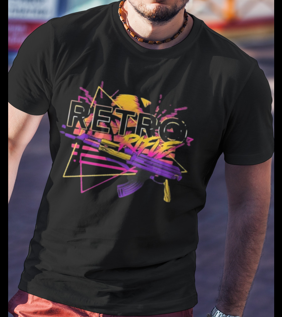 Retro Rifle Graffiti AK-47 Neon Aesthetic T-Shirt