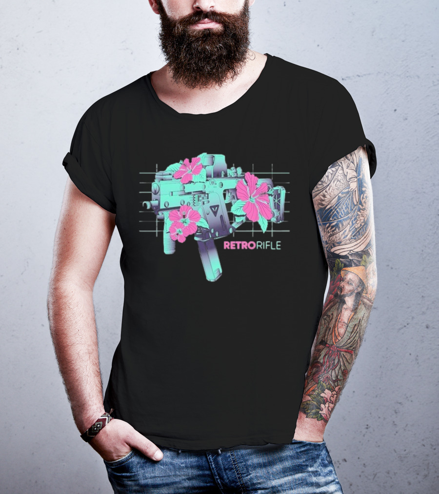 Retro Rifle Floral Fusion Blossoms T-Shirt