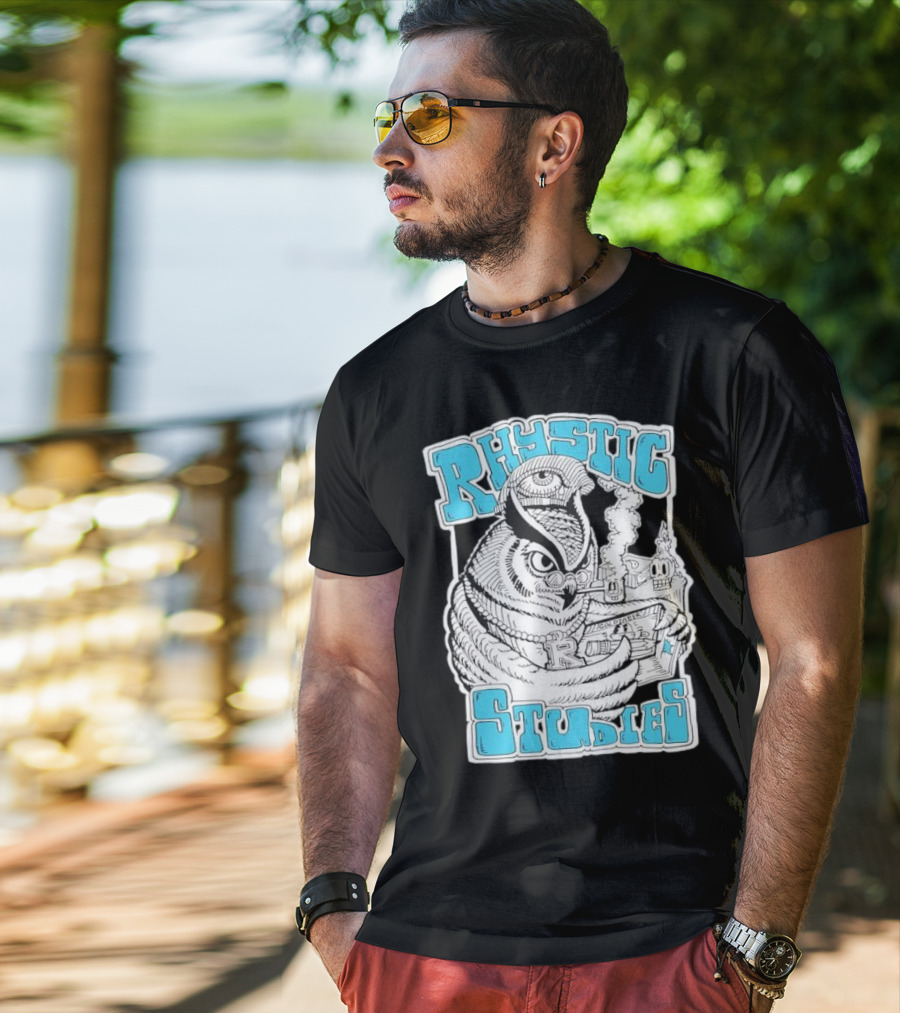 Rhystic Studies Owl Smoking Pipe Reading Book Goldsaber Collaboration T-Shirt