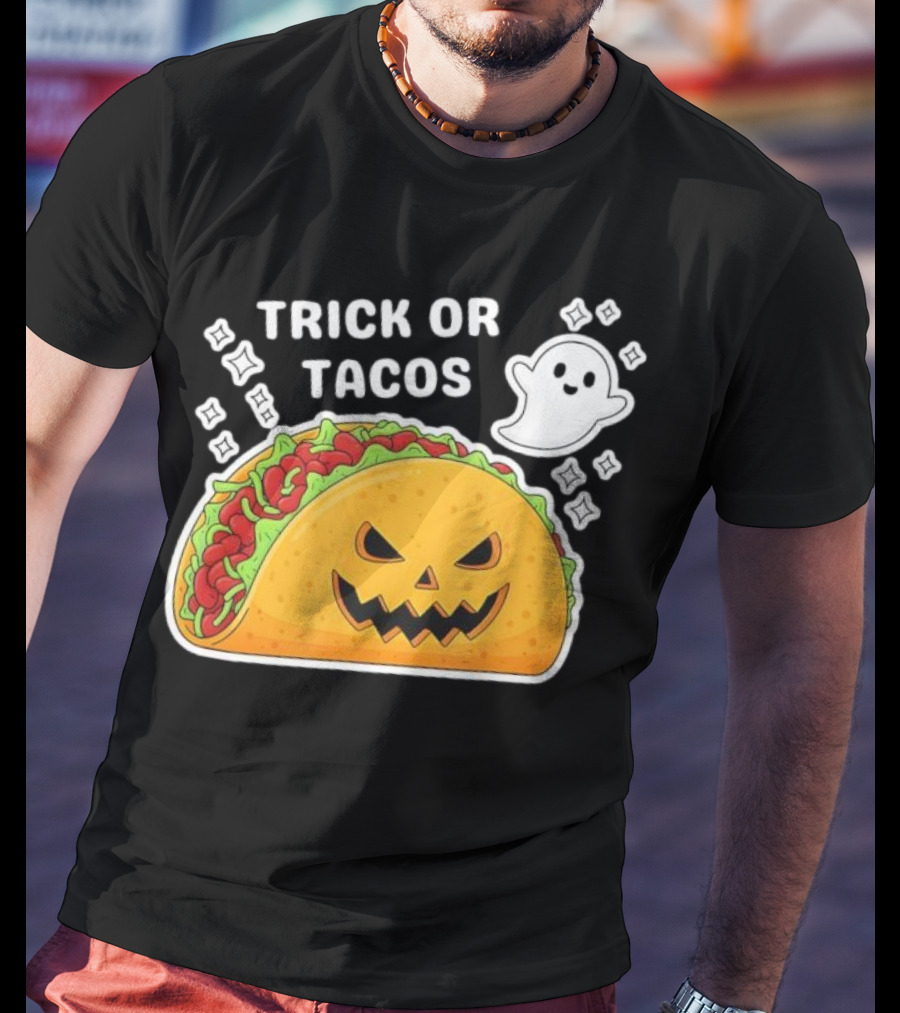 Trick Or Tacos Spooky Jack-o-lantern Halloween Mexican Food T-Shirt