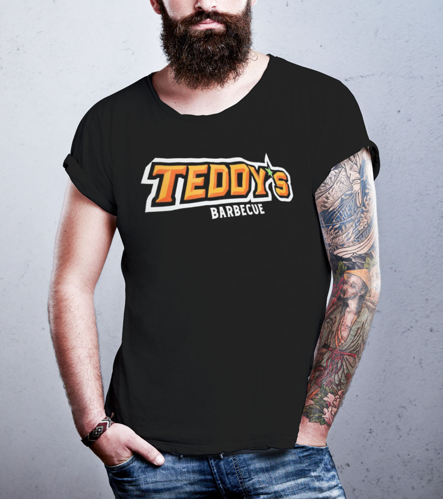 Teddy’s Barbecue Bold Text Style With Green Star Symbol T-Shirt