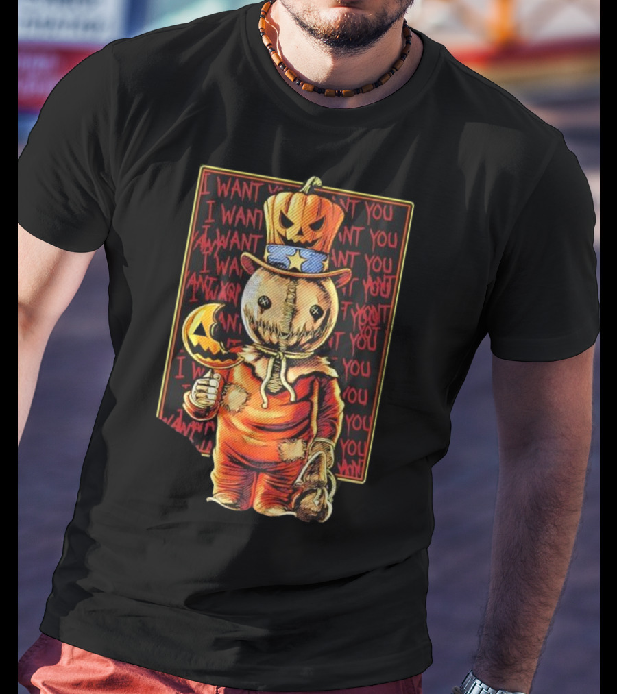 Uncle Sammy Trick 'r Treat Halloween Pumpkin Head I Want You T-Shirt