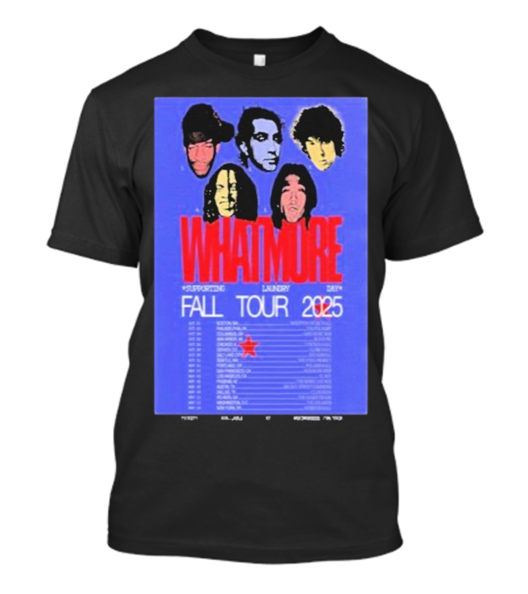 Whatmore Fall Tour 2025 Supporting Laundry Day Band Faces And Tour Dates T-Shirt