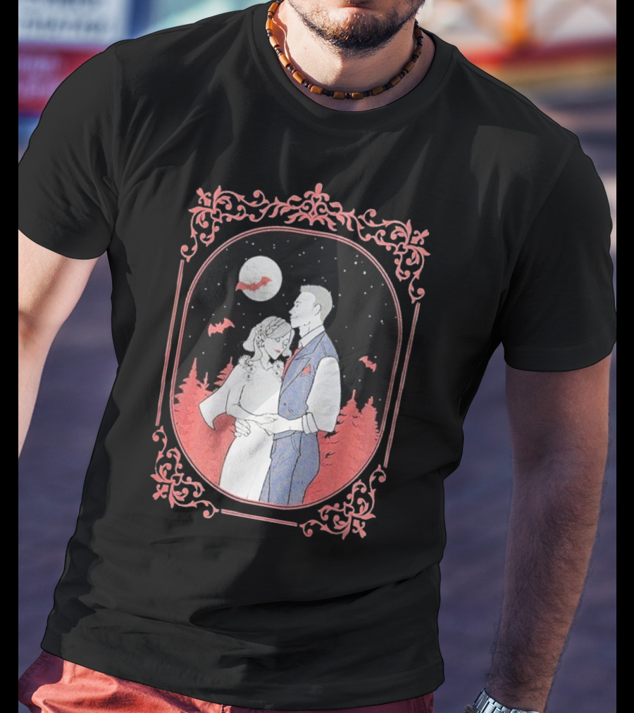 Ali Hazelwood’s Bride And Groom Halloween Romance Under Moonlight T-Shirt