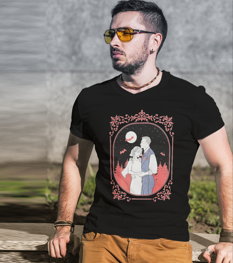 Ali Hazelwood’s Bride And Groom Halloween Romance Under Moonlight T-Shirt