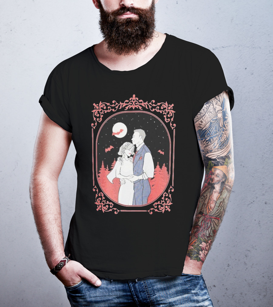 Ali Hazelwood’s Bride And Groom Halloween Romance Under Moonlight T-Shirt