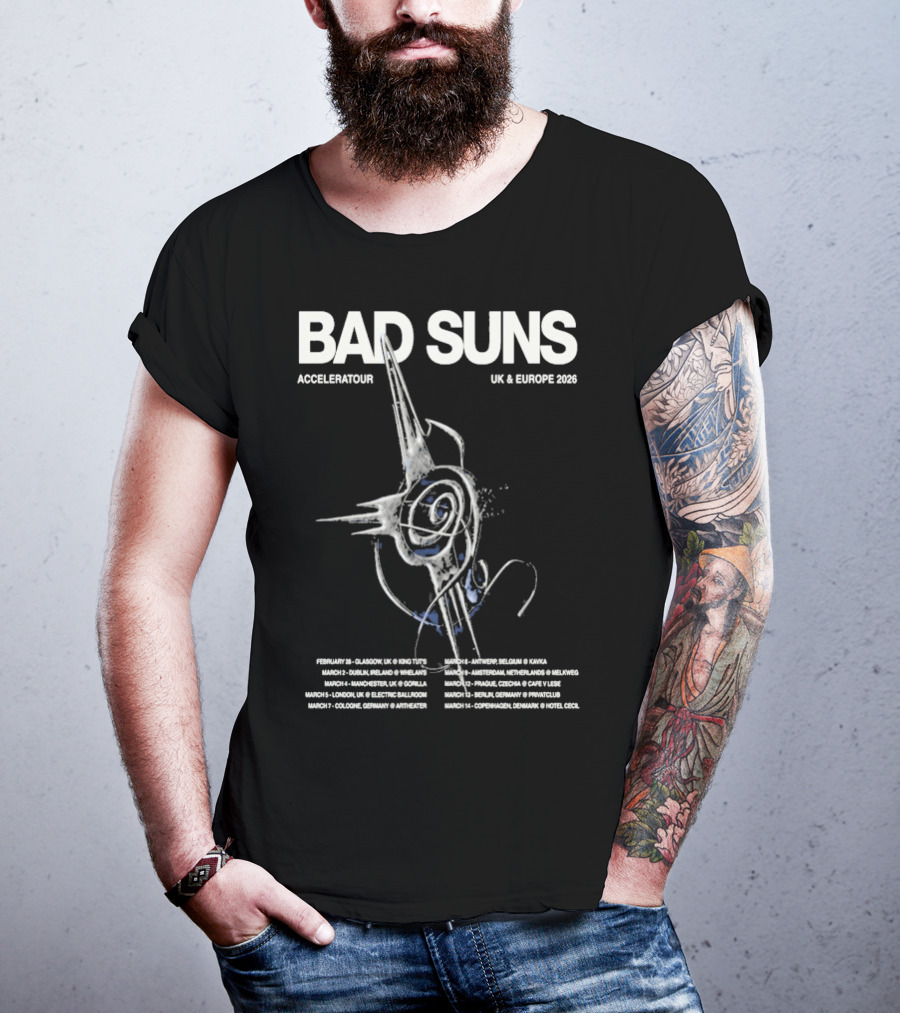 Bad Suns Accelerator UK & Europe 2026 Tour Dates And Locations T-Shirt
