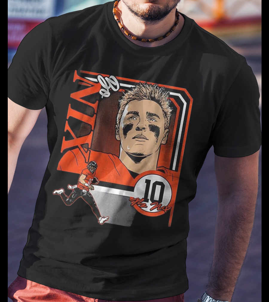 Bo Nix Number 10 Football Collage Frame Denver Broncos Elements T-Shirt