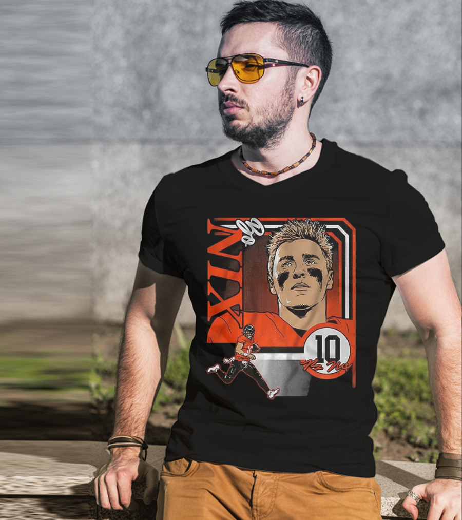 Bo Nix Number 10 Football Collage Frame Denver Broncos Elements T-Shirt