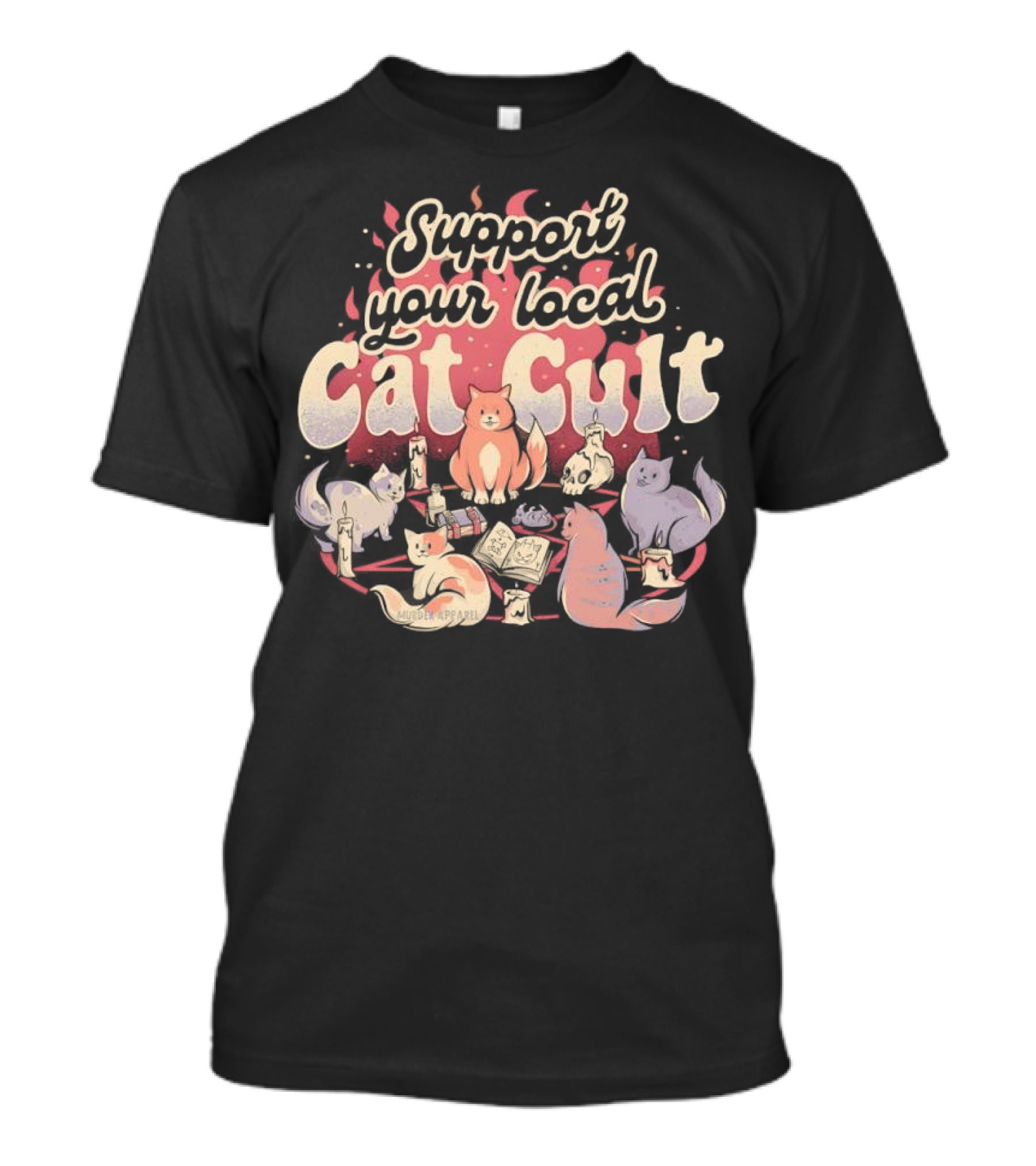Support Your Local Cat Cult Adorable Feline Gathering T-Shirt