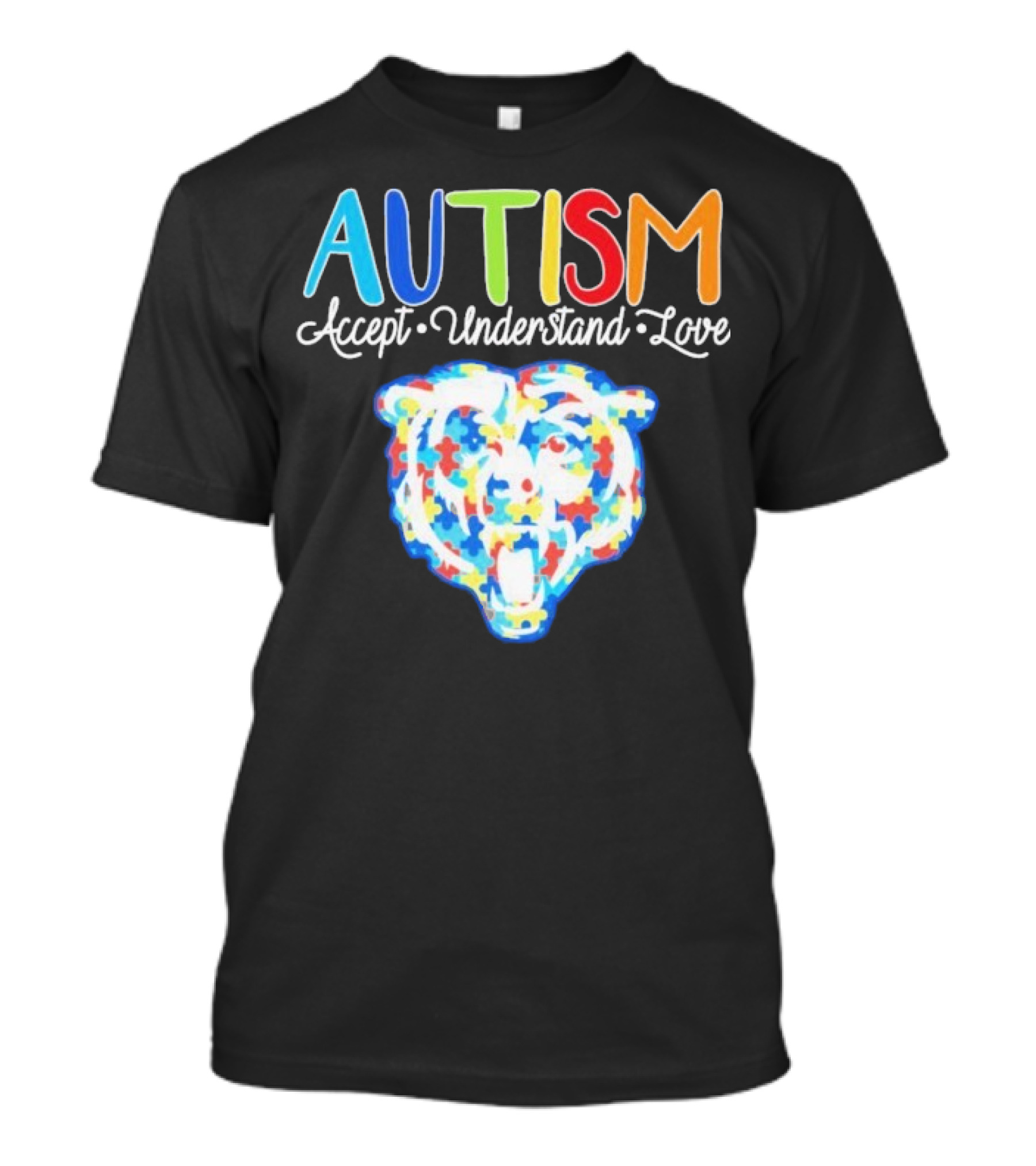 Chicago Bears Autism Accept Understand Love Puzzle Piece Bear T-Shirt