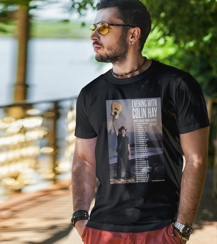 Evening With Colin Hay 2025 Solo Tour Dates Guitar Event Featuring Glen Phillips T-Shirt
