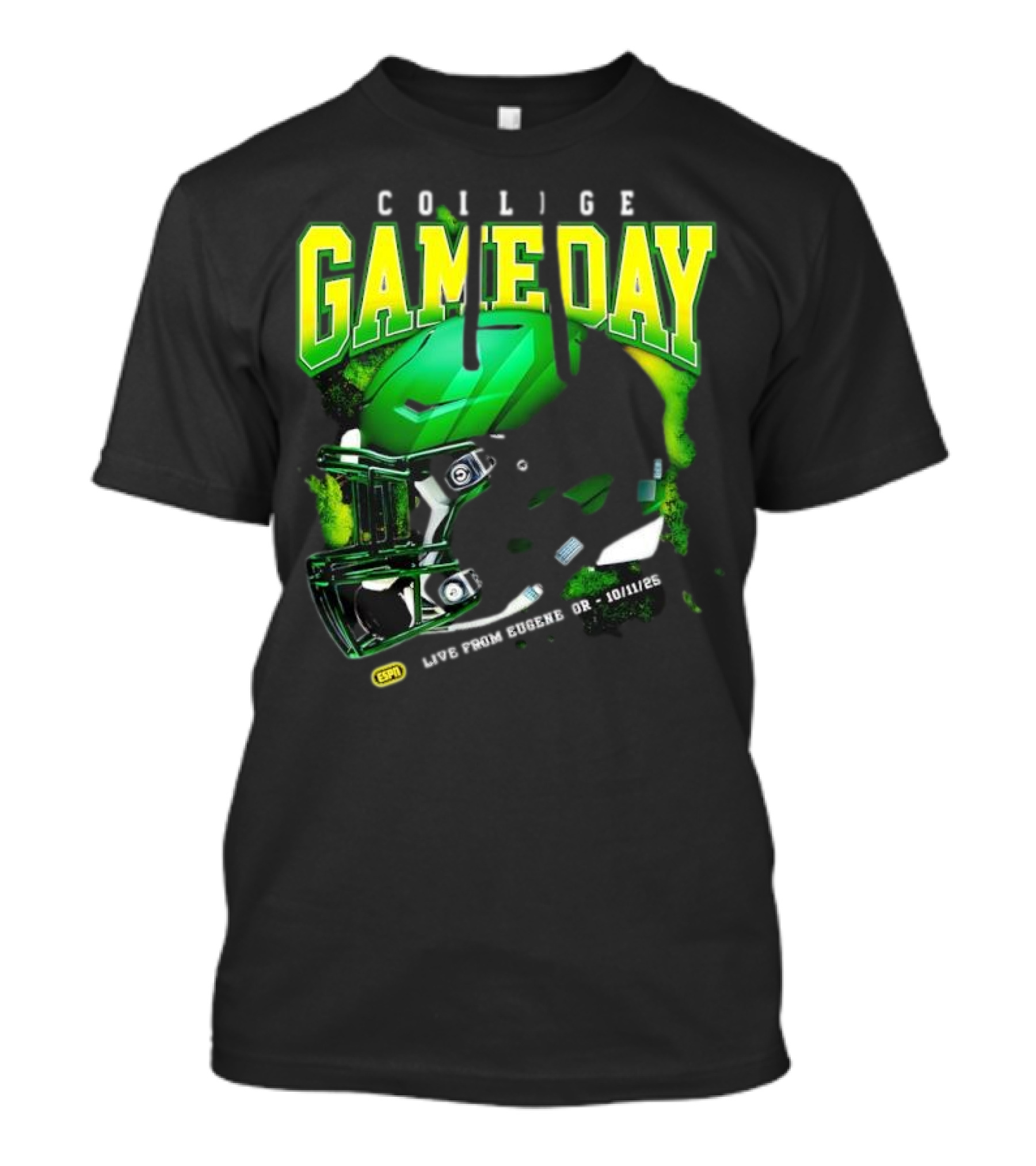College GameDay Green Football Helmet October Live From Eugene OR 10 11 25 T-Shirt