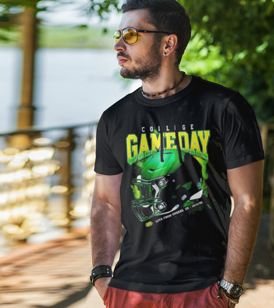 College GameDay Green Football Helmet October Live From Eugene OR 10 11 25 T-Shirt