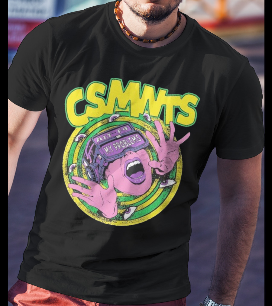 CSMNTS Alt F4 My Problems Trippy Sci-Fi Pop Art T-Shirt