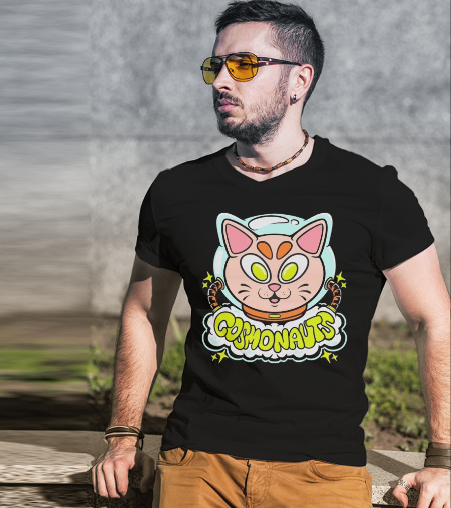 Cosmonauts Sylvester Space Cat Cartoon Logo T-Shirt