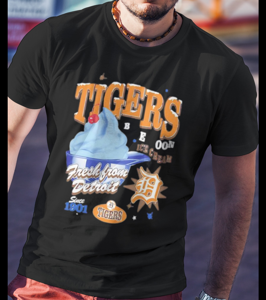 Tigers Blue Moon Ice Cream Fresh From Detroit Since 1901 T-Shirt
