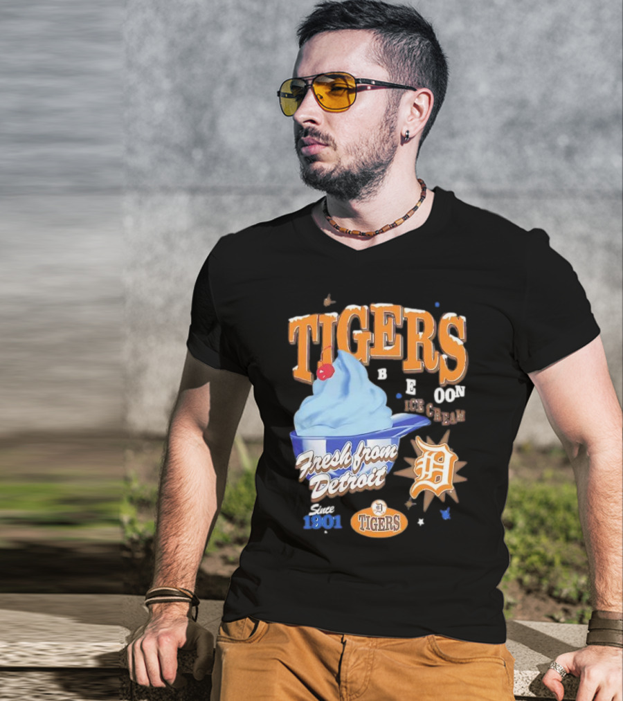Tigers Blue Moon Ice Cream Fresh From Detroit Since 1901 T-Shirt