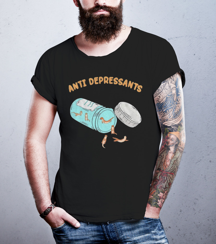 Anti Depressants Otter Pill Bottle Twist Fun T-Shirt