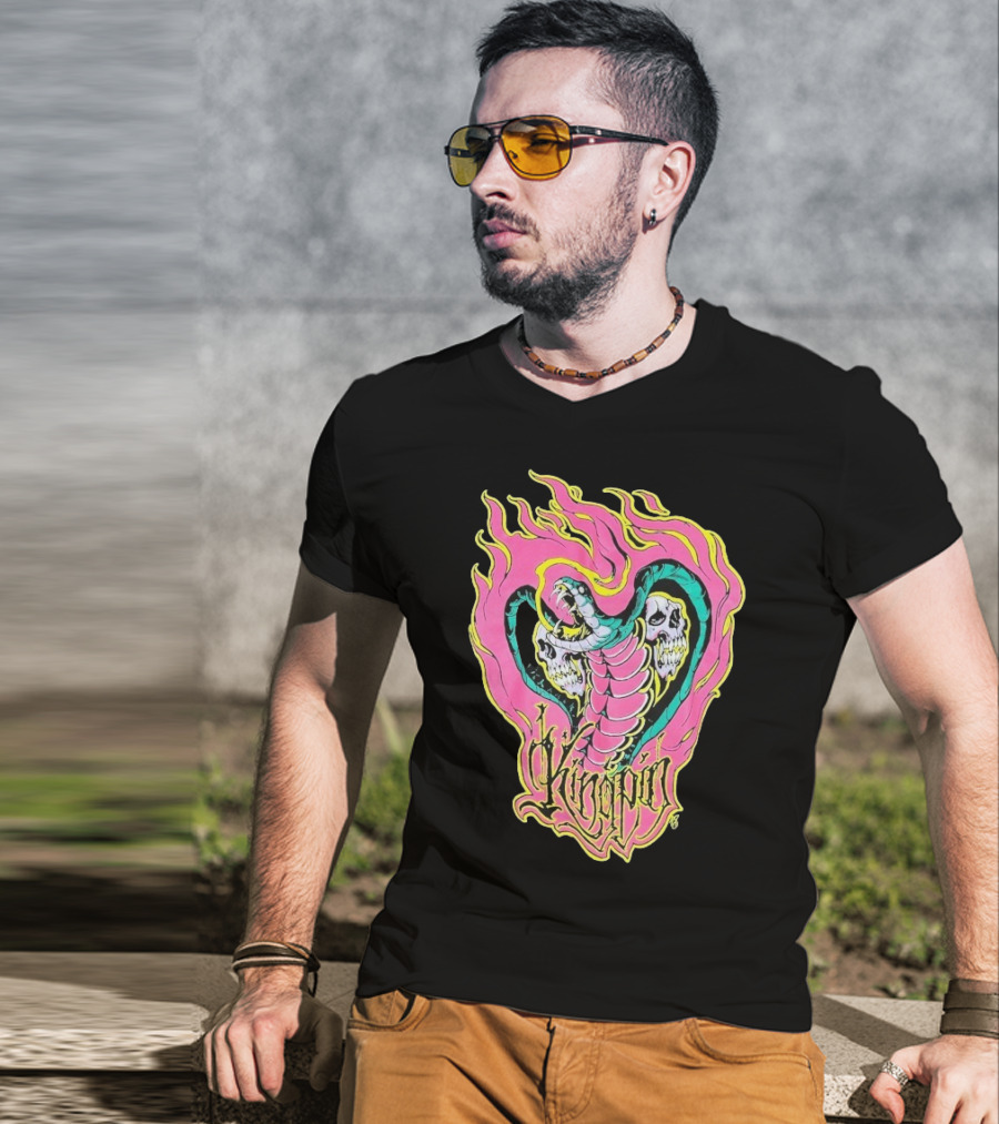 Kingpin Cobra Snake With Skulls And Flames T-Shirt