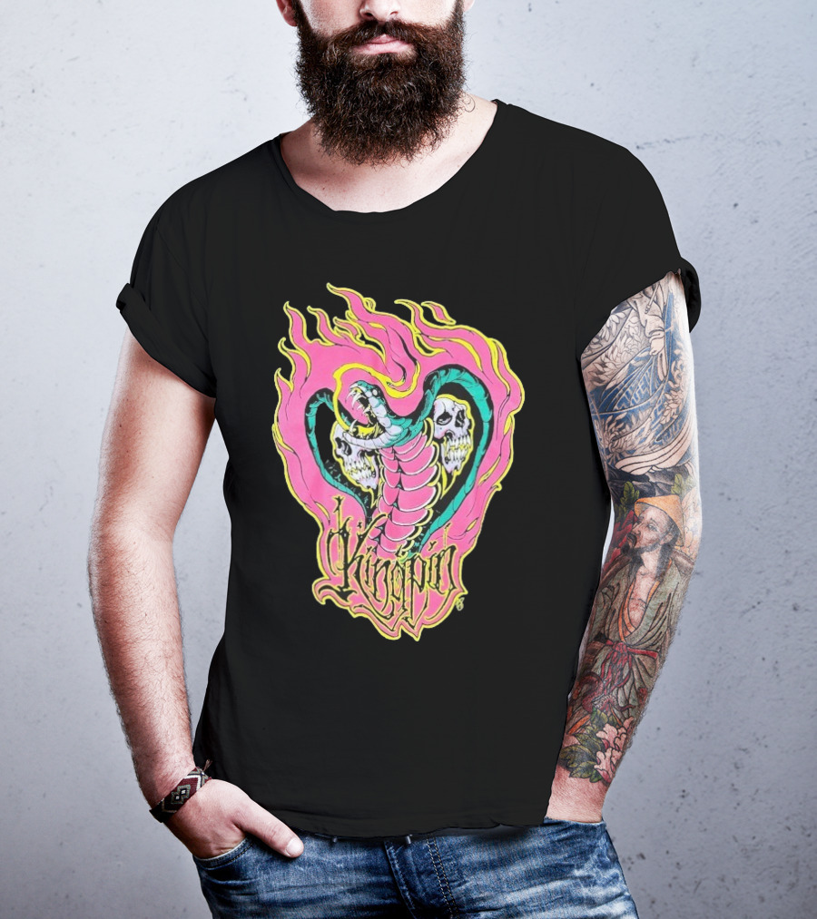 Kingpin Cobra Snake With Skulls And Flames T-Shirt