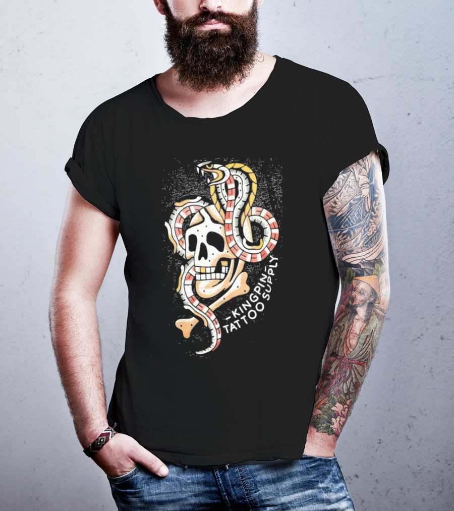 Kingpin Tattoo Supply Year Of The Snake Skull Vintage Style Graphic T-Shirt