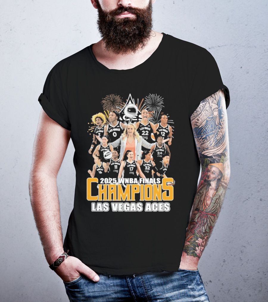 2025 WNBA Finals Champions Las Vegas Aces Team Celebration T-Shirt