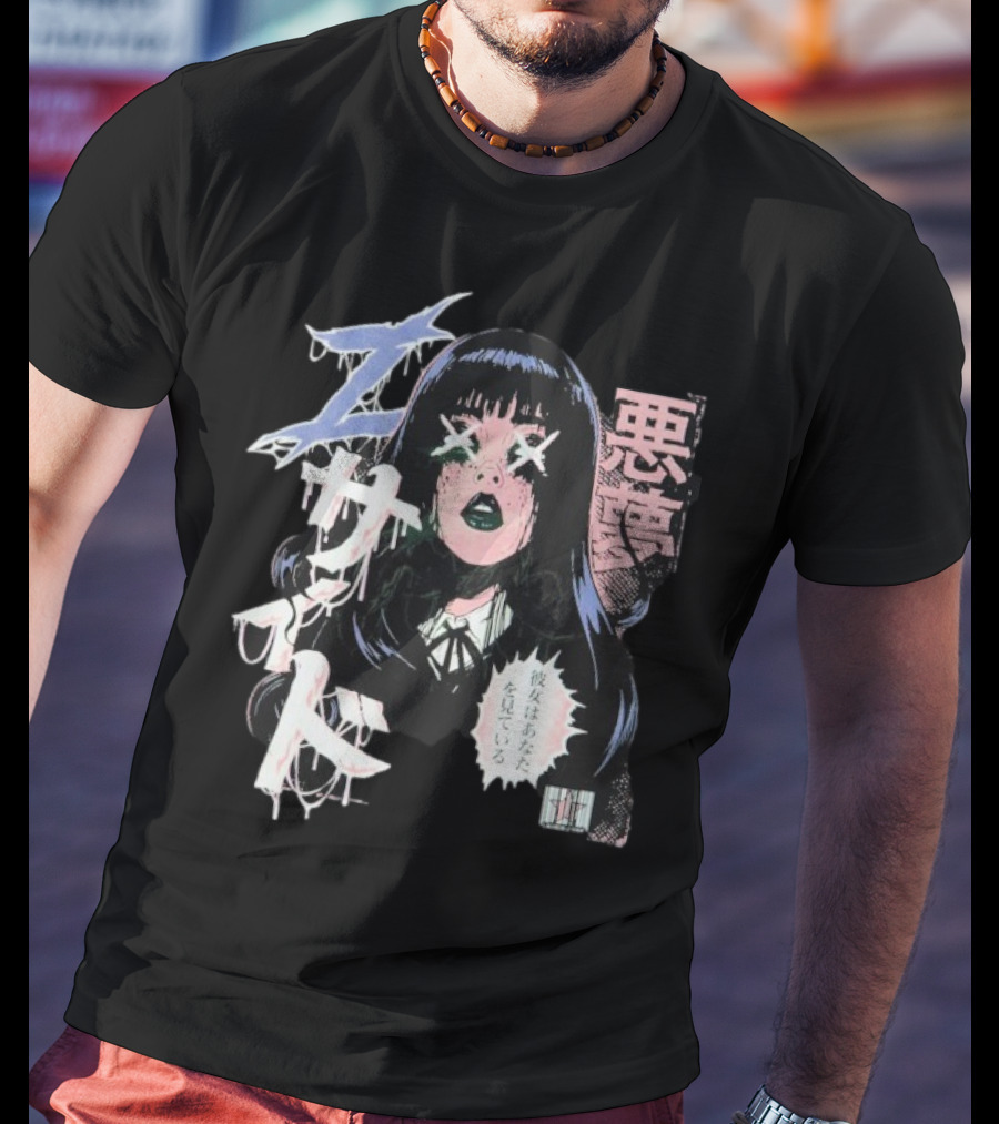 Laurenzside Spooky Japanese Horror Manga Style T-Shirt