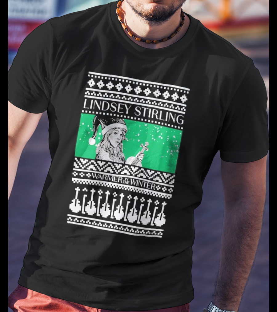 Lindsey Stirling Warmer In The Winter 8 Bit Ugly Holiday Xmas Christmas Santa Violin T-Shirt