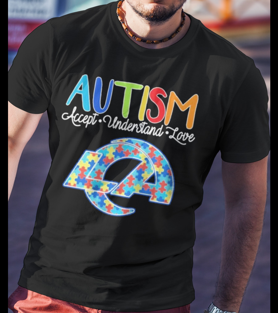 Los Angeles Rams Autism Accept Understand Love Puzzle Rams T-Shirt
