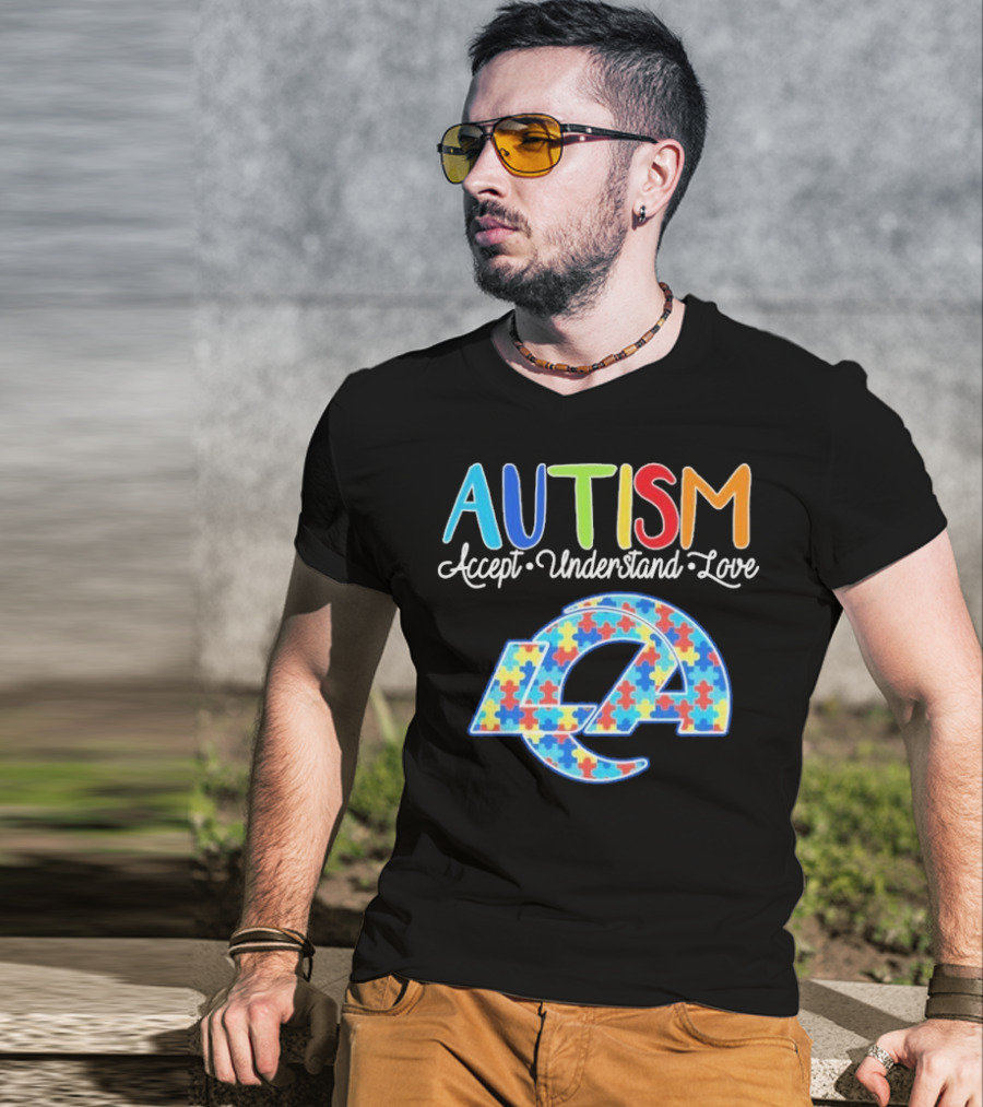 Los Angeles Rams Autism Accept Understand Love Puzzle Rams T-Shirt