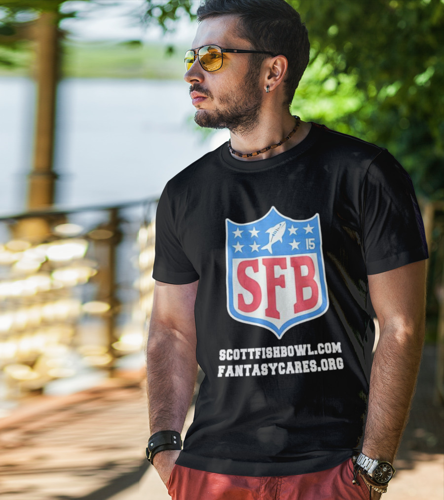 Scott Fish Bowl 15 SFB FantasyCares NFL Shield T-Shirt