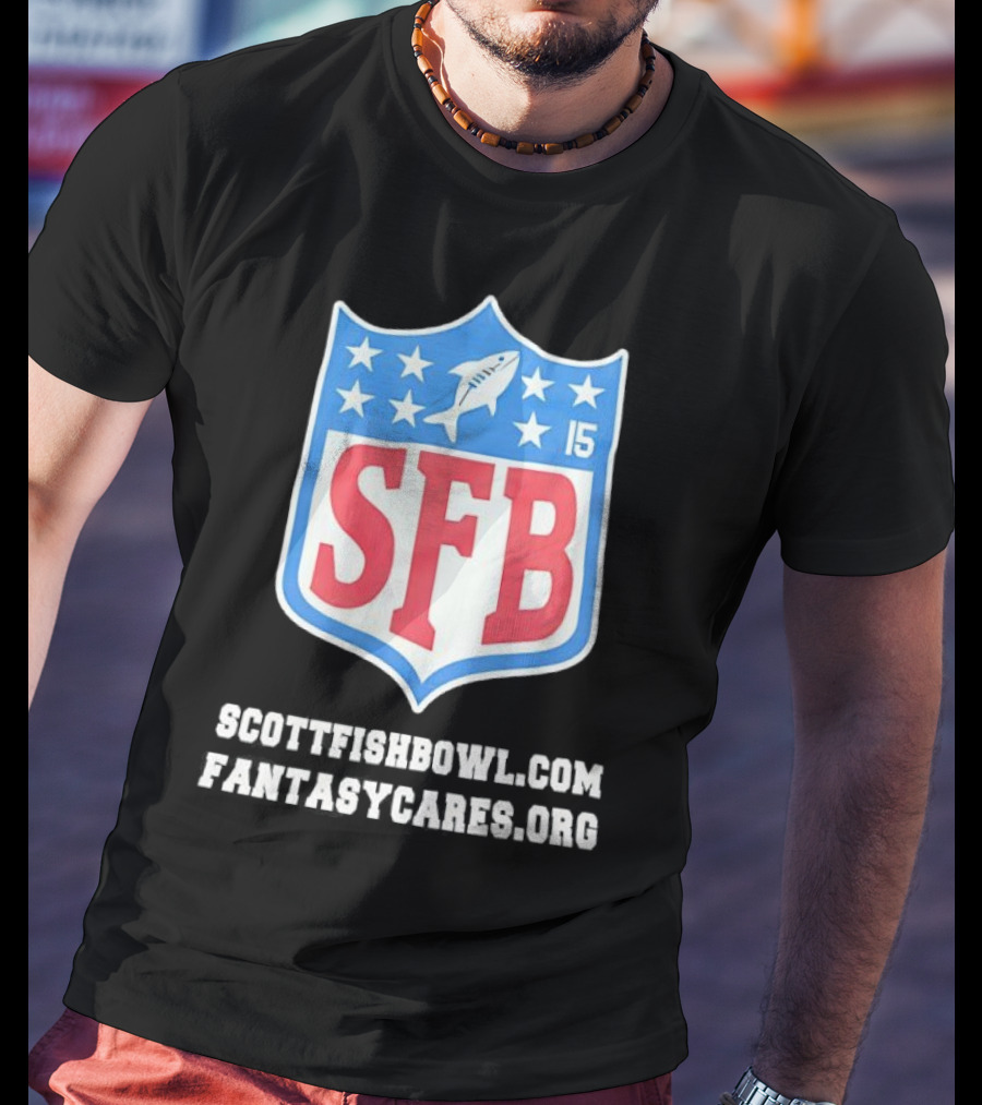 Scott Fish Bowl 15 SFB FantasyCares NFL Shield T-Shirt
