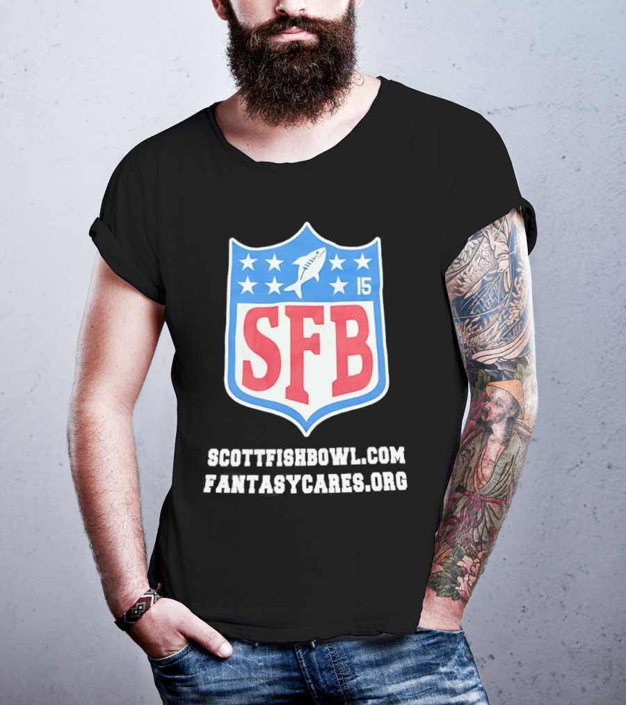 Scott Fish Bowl 15 SFB FantasyCares NFL Shield T-Shirt