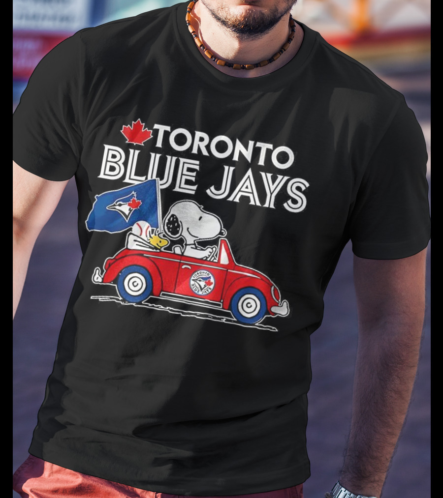 Toronto Blue Jays Snoopy Woodstock Volkswagen Beetle Fan Celebration T-Shirt