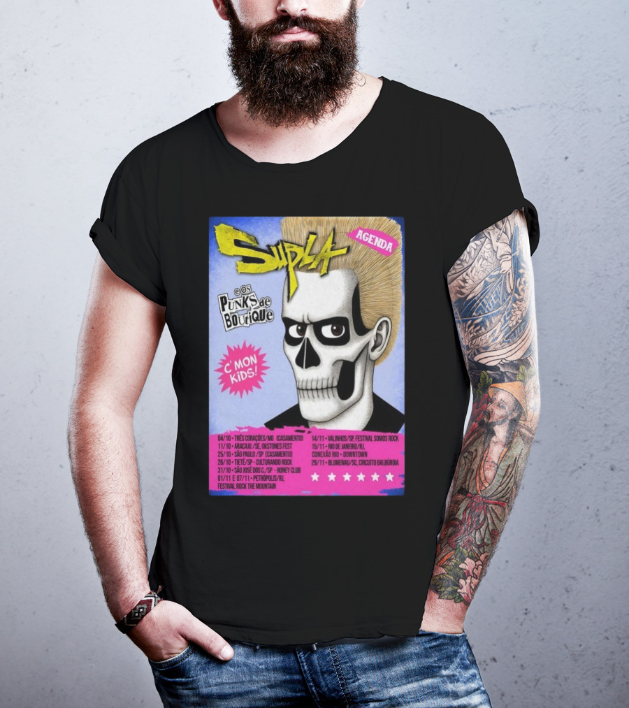 Supla Os Punks De Boutique C'mon Kids! 2025 Tour Agenda Festival Somos Rock T-Shirt