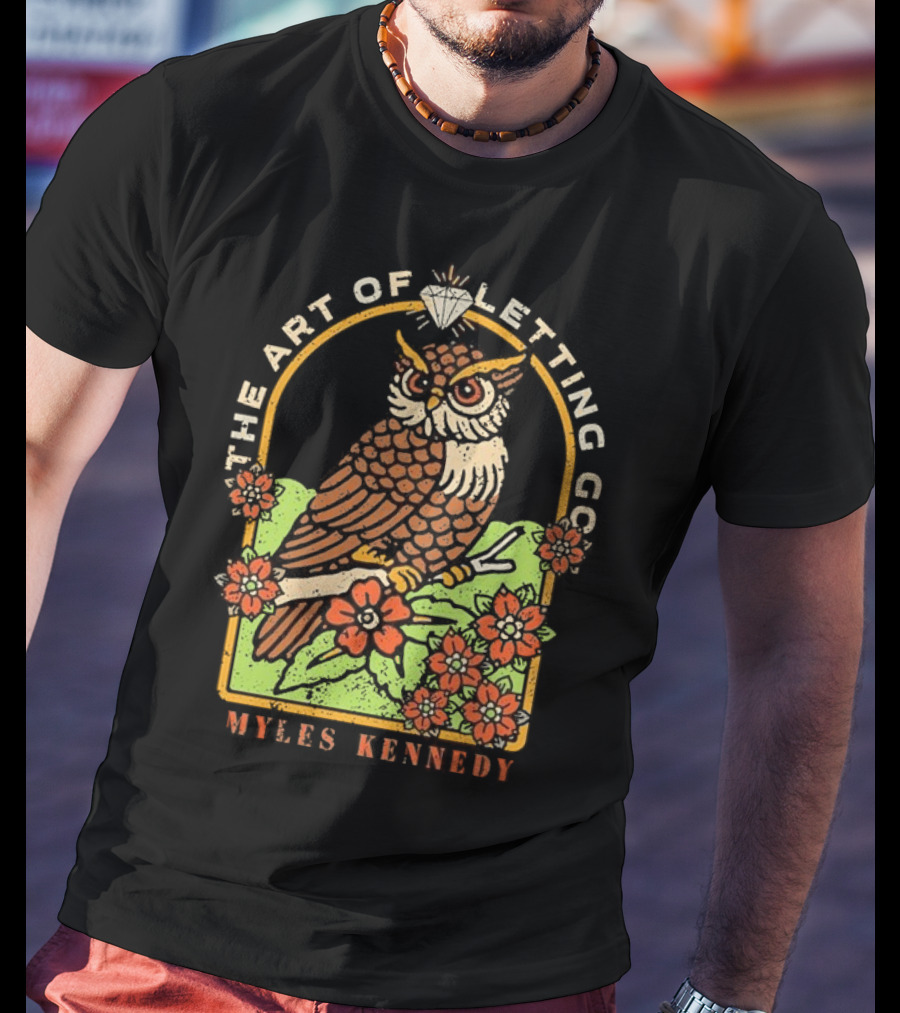 Myles Kennedy The Art Of Letting Go Diamond Owl With Flowers T-Shirt