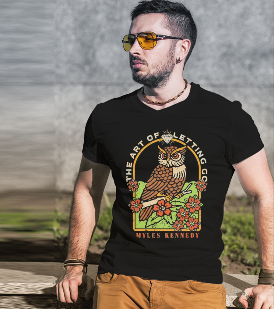 Myles Kennedy The Art Of Letting Go Diamond Owl With Flowers T-Shirt