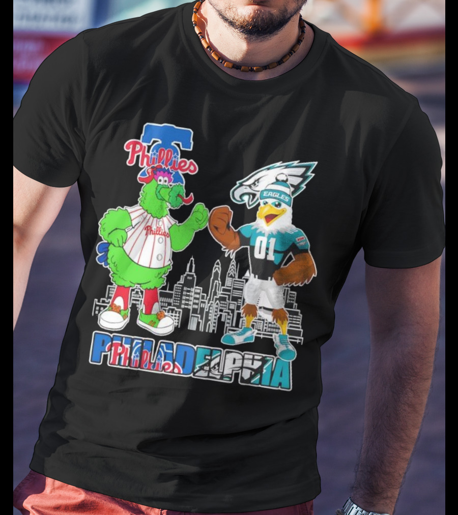 Phillie Phanatic Philadelphia Phillies Swoop Eagles Skyline Philadelphia T-Shirt