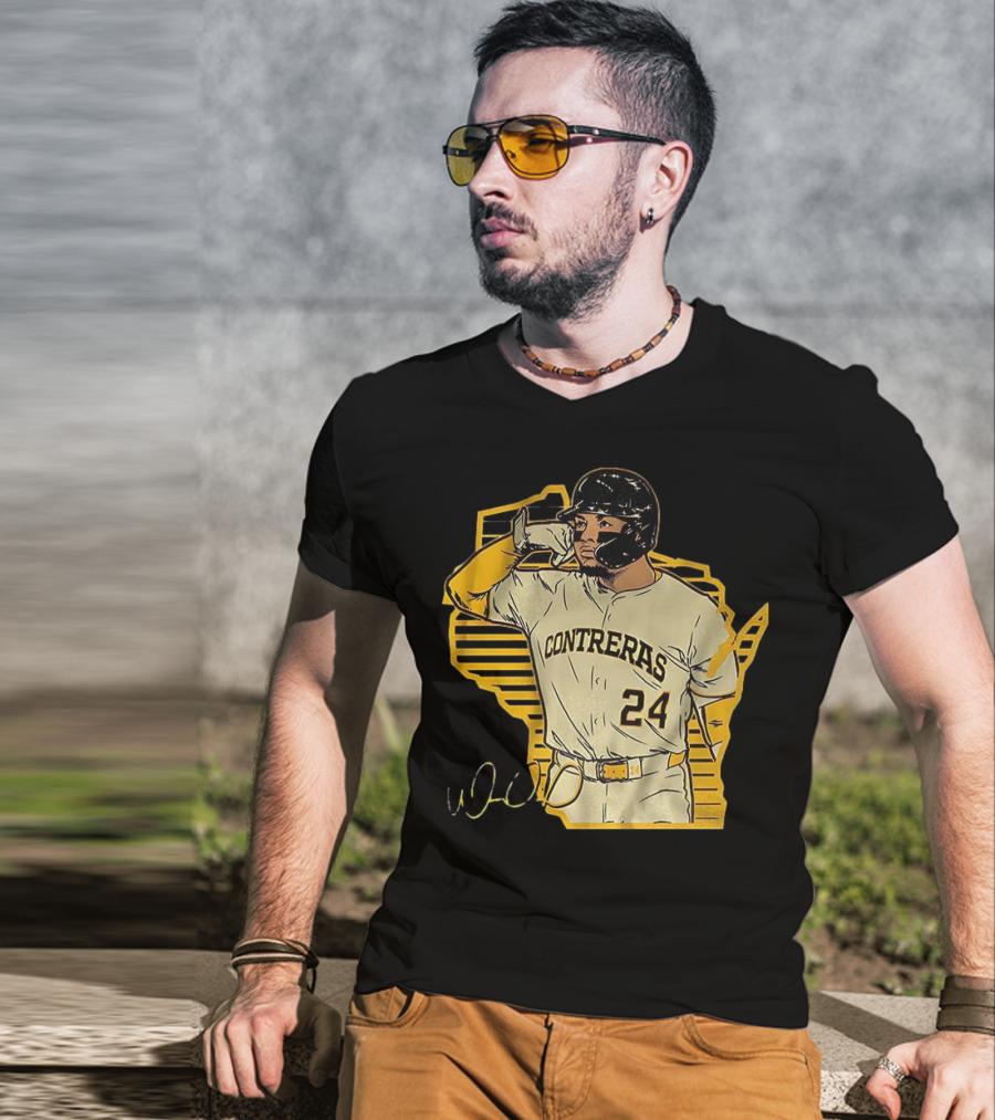 William Contreras Milwaukee Brewers Number 24 Call The 'Pen Signature T-Shirt