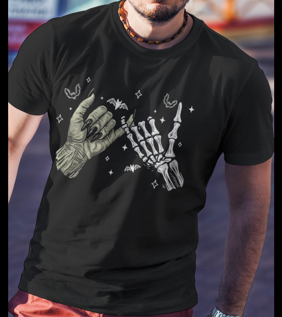 Witch And Skeleton Hands Spooky Season Halloween T-Shirt