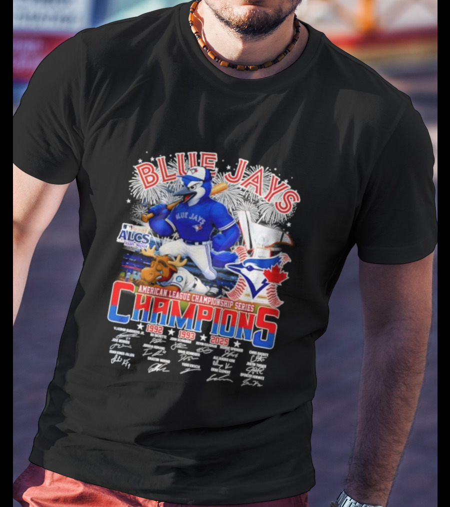 Blue Jays Champions 1992 1993 2025 American League Championship Series ALCS Mascot Signatures T-Shirt