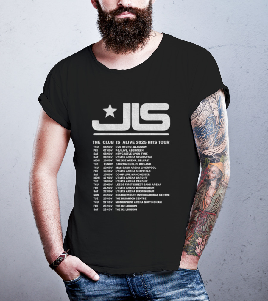 JLS The Club Is Alive 2025 Hits Tour Dates And Cities T-Shirt