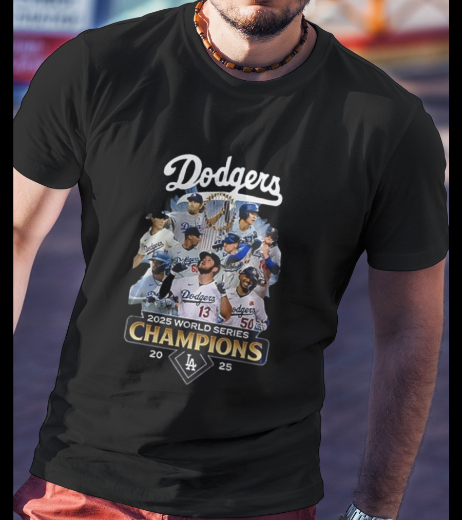 Dodgers 2025 World Series Champions Team Collage T-Shirt