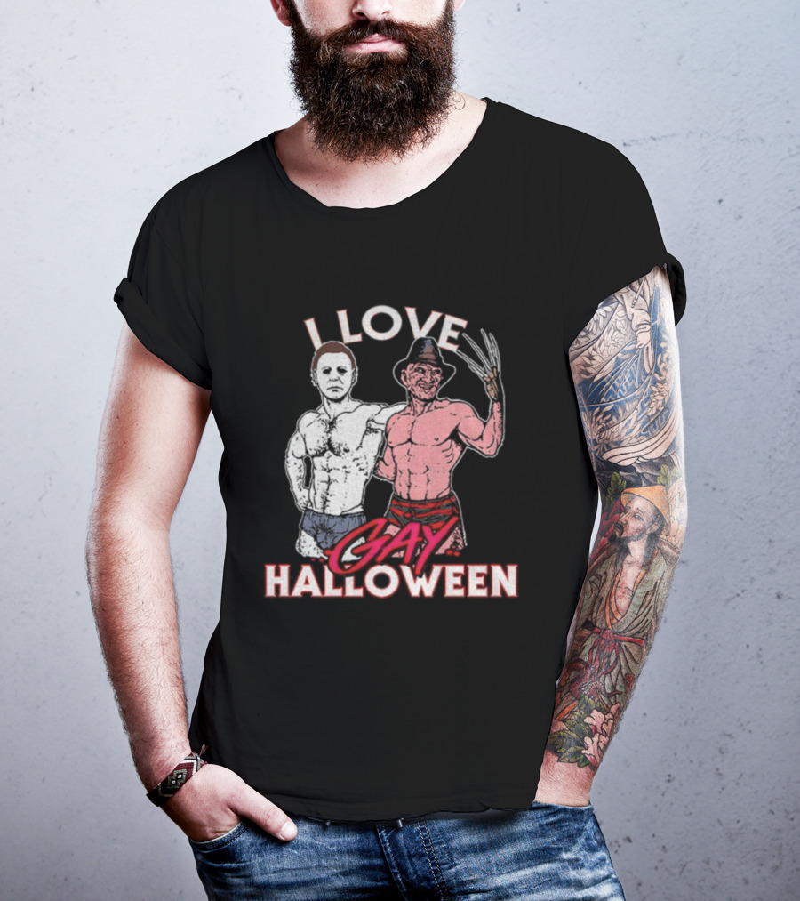 I Love Gay Halloween Michael Myers Freddy Krueger T-Shirt