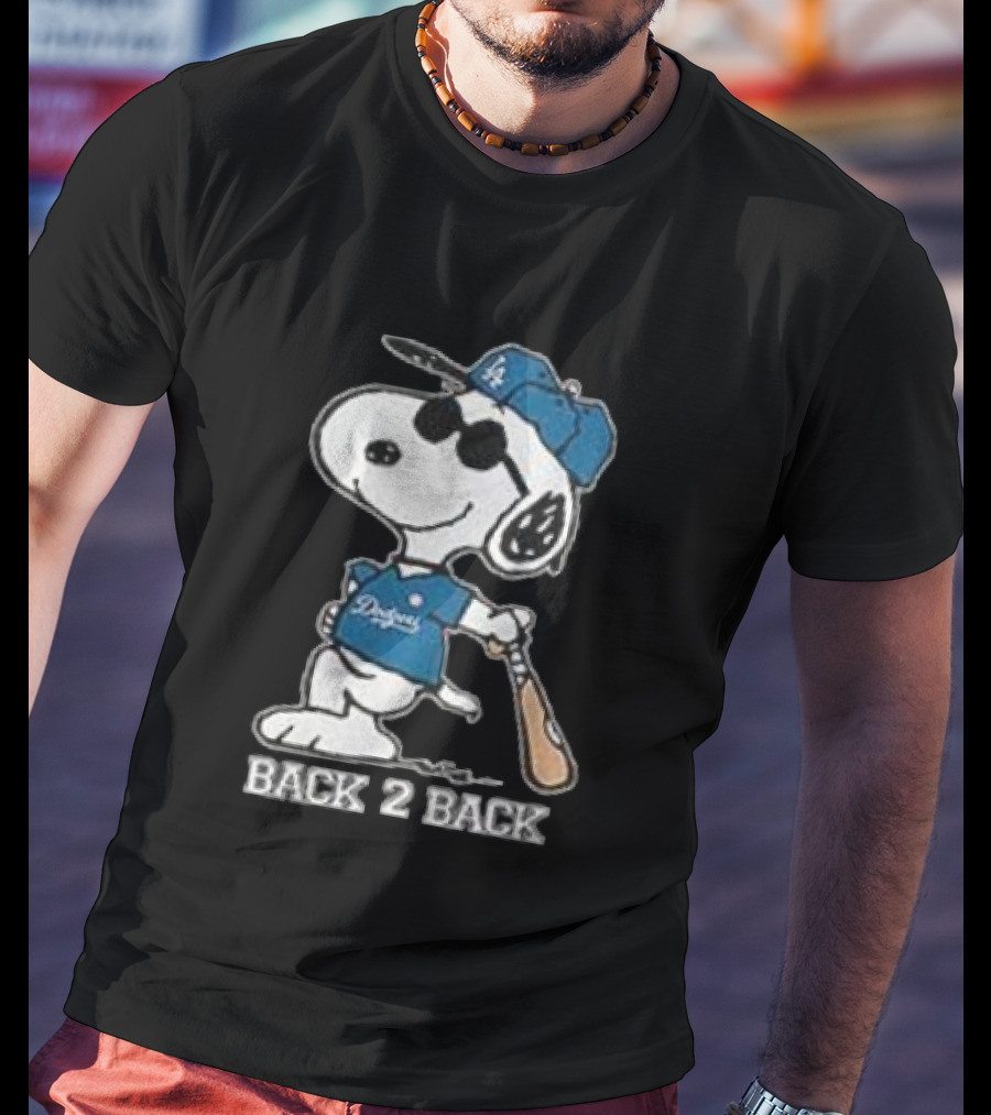 Snoopy Dodgers Back 2 Back Baseball Champion T-Shirt