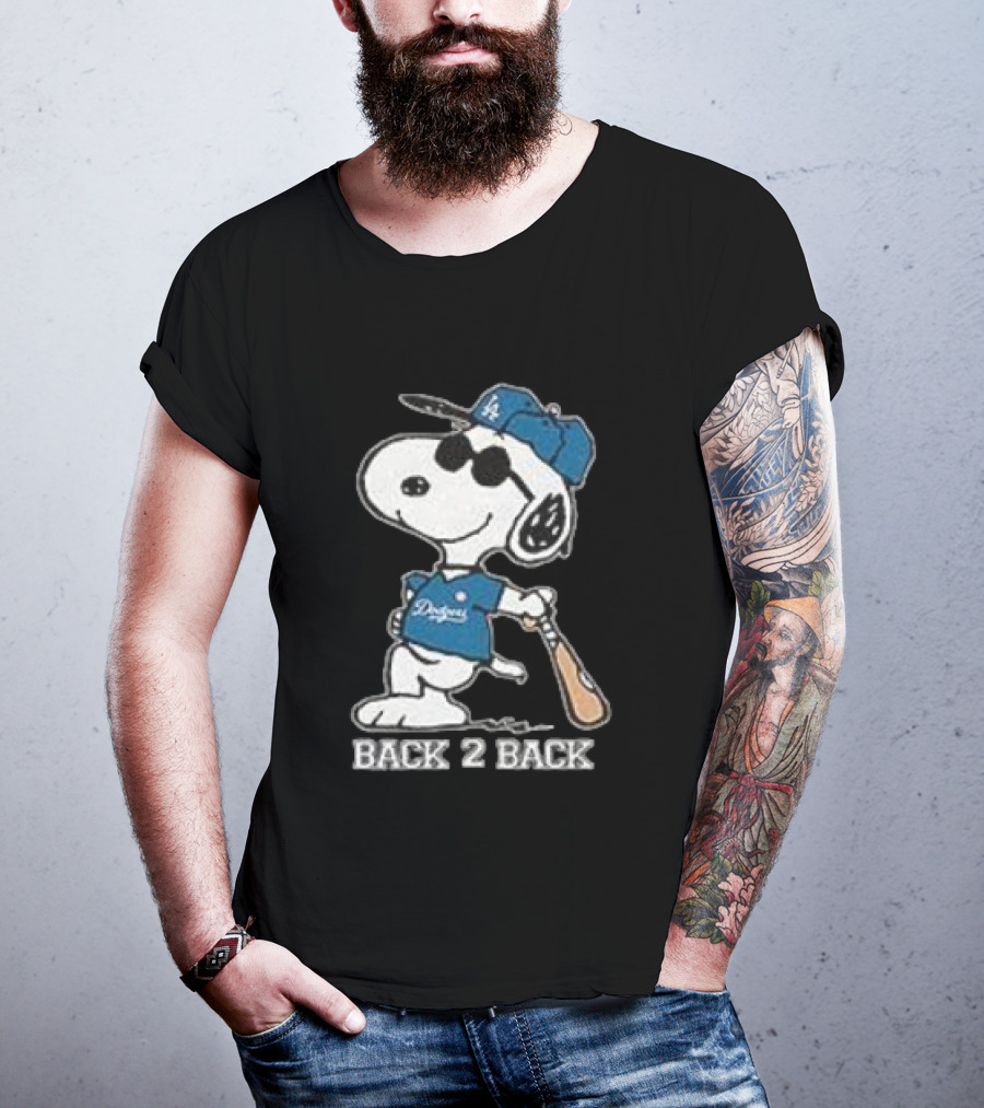 Snoopy Dodgers Back 2 Back Baseball Champion T-Shirt