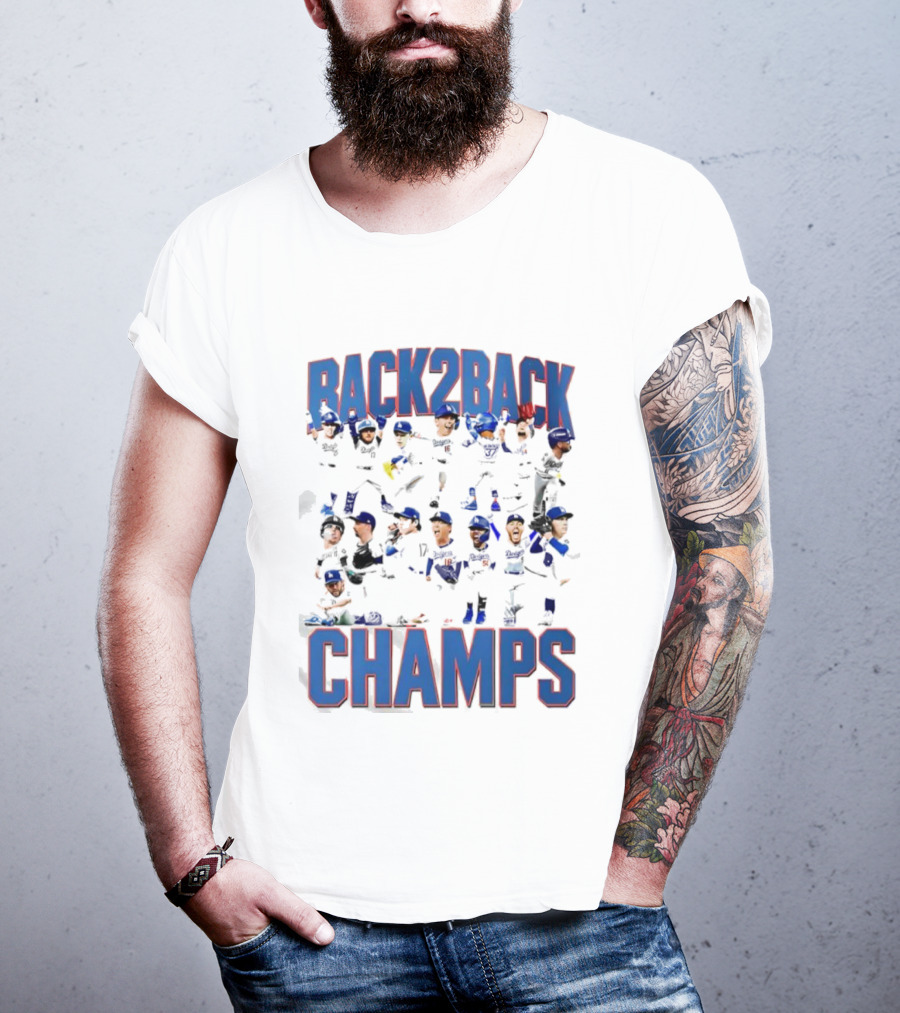 Back 2 Back LA Dodgers Champs Team Celebration T-Shirt