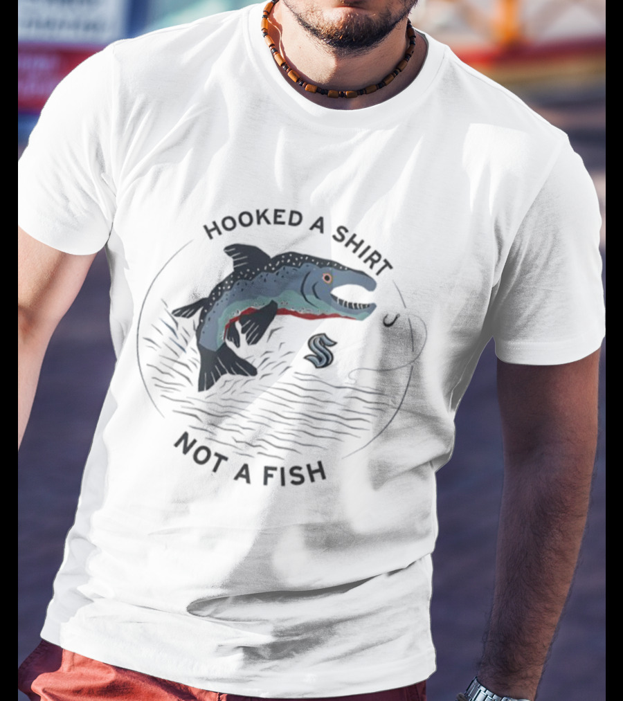 Hooked A Not A Fish Catchy Fishing Hook Design T-Shirt