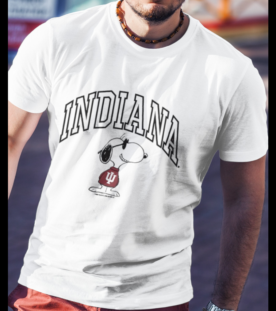 Peanuts Indiana Hoosiers Snoopy Basketball Graphic T-Shirt
